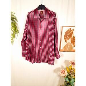 Tailorbyrd Men's Button-Up Long-Sleeved Red Striped Shirt 3XL